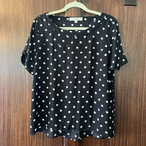 LOFT Black and White Polka Dot Blouse - Size Small